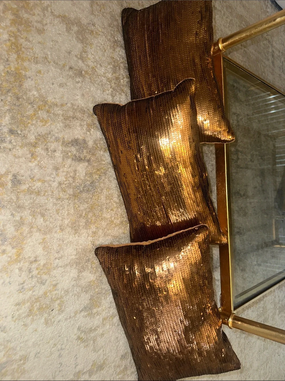 Copper Gold Sequin Throw Pillow Set - Trio